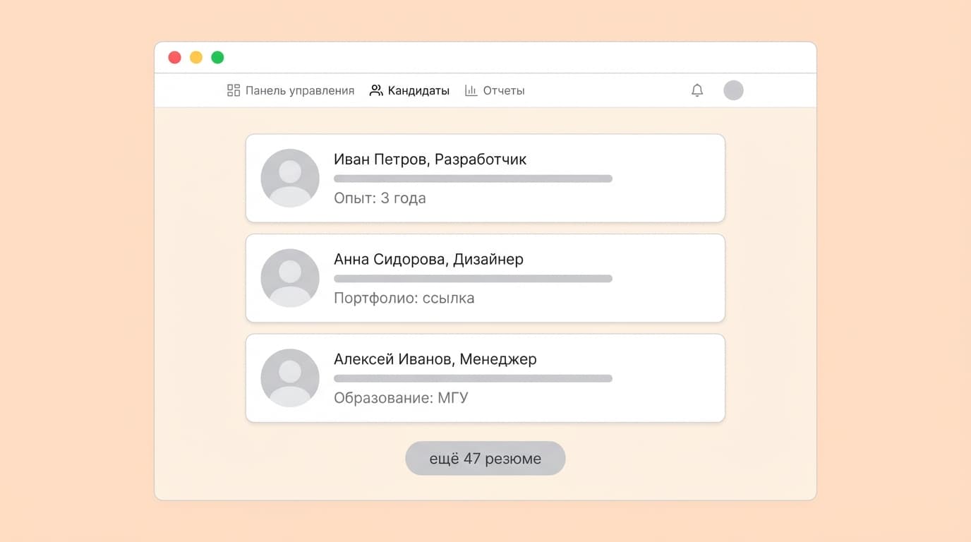 3 часа на просмотр резюме